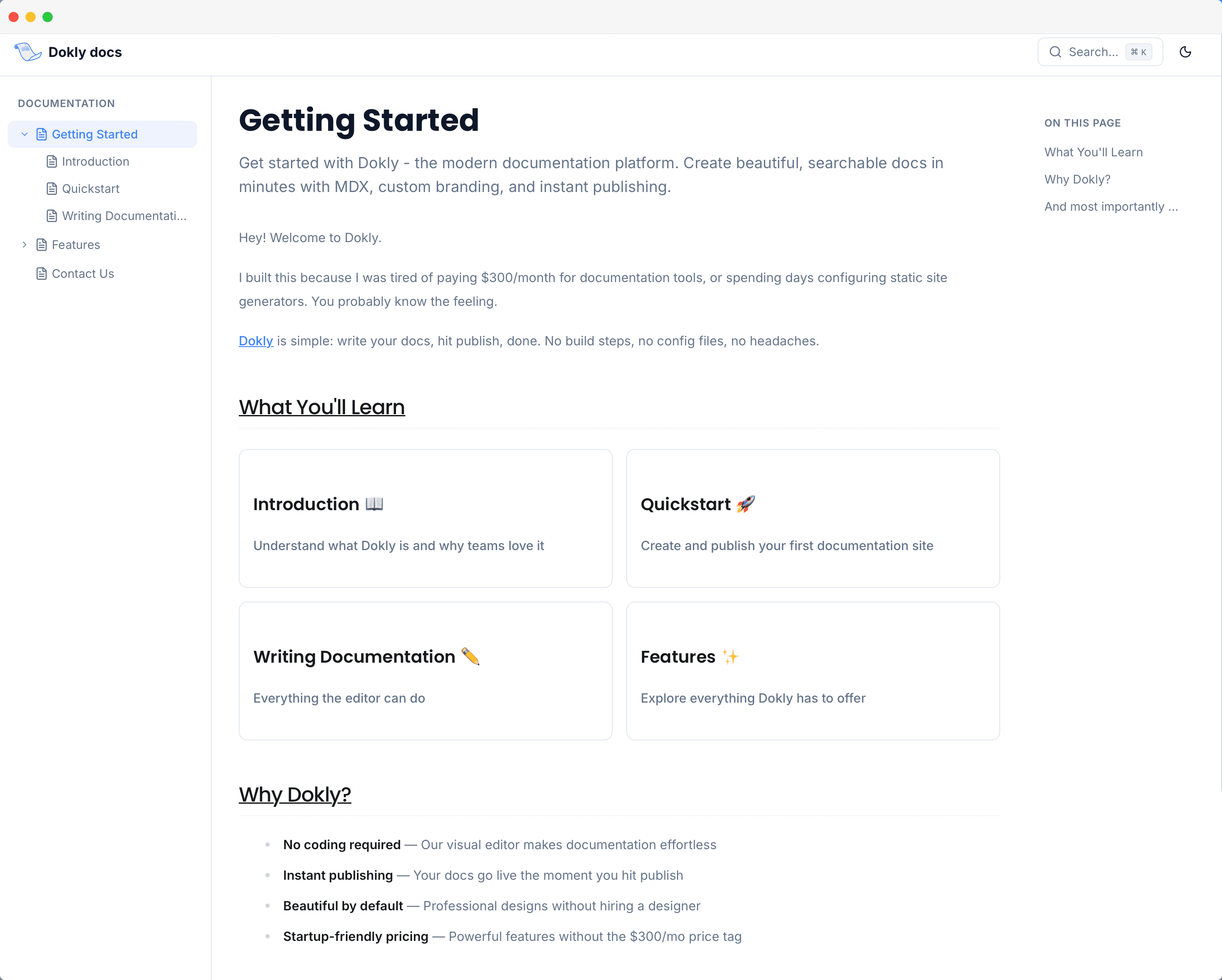 Dokly docs site preview — click to visit docs.dokly.co