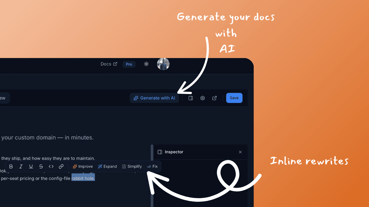 Dokly AI: generate docs with AI and inline rewrites