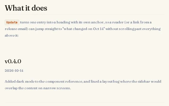 A Fifth Editor Block: Update, for Hand-Written Changelogs